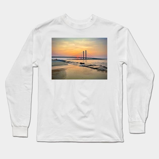 High Tide Sunset at the Indian River Inlet Long Sleeve T-Shirt by Swartwout